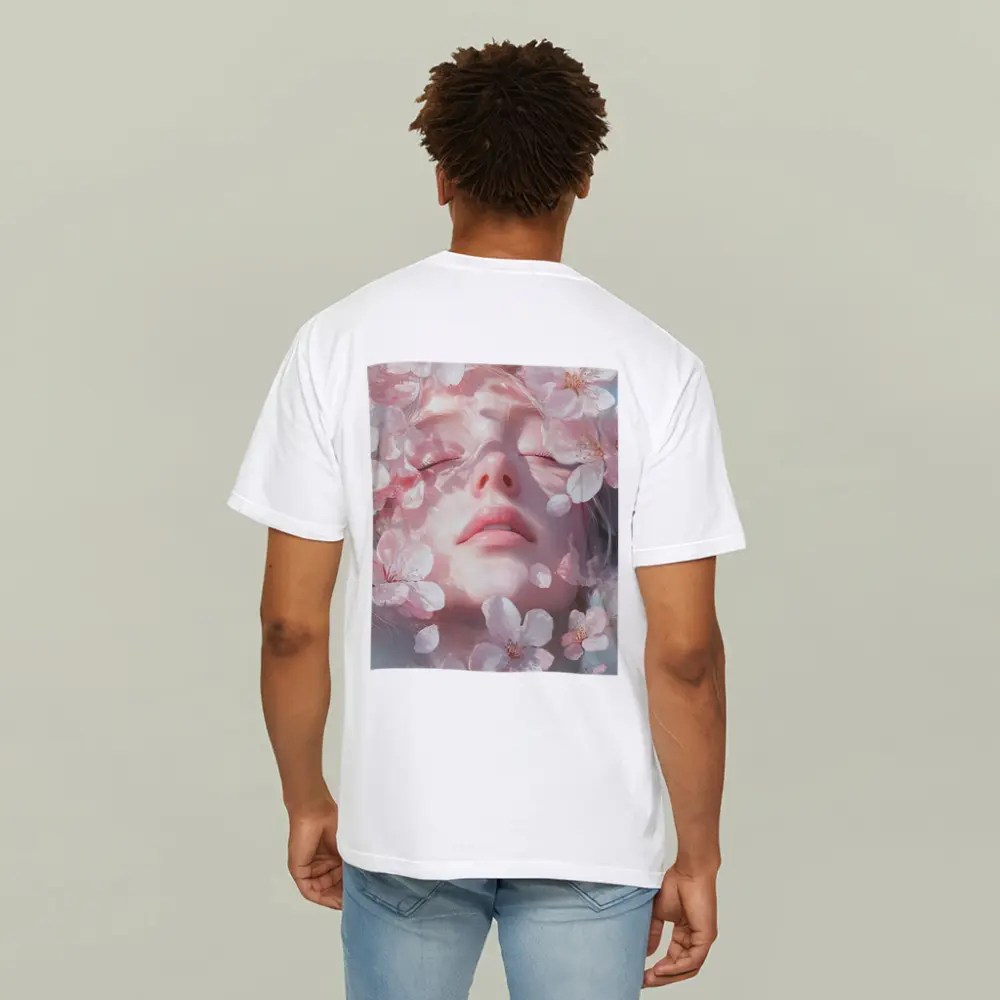 Woman Face Surrounded By Cherry Blossoms – T-Shirts