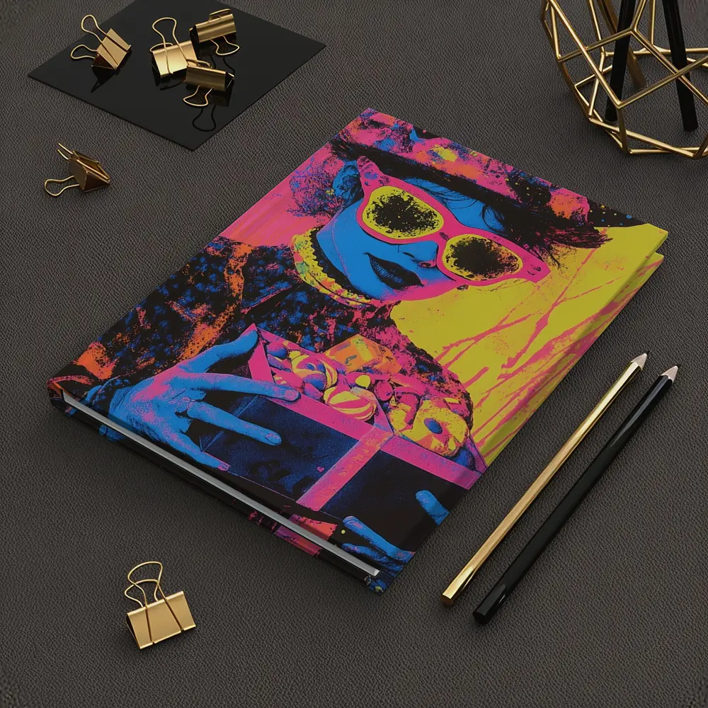 Pop Art Woman Neon Hat Sunglasses Yellow – Notebooks