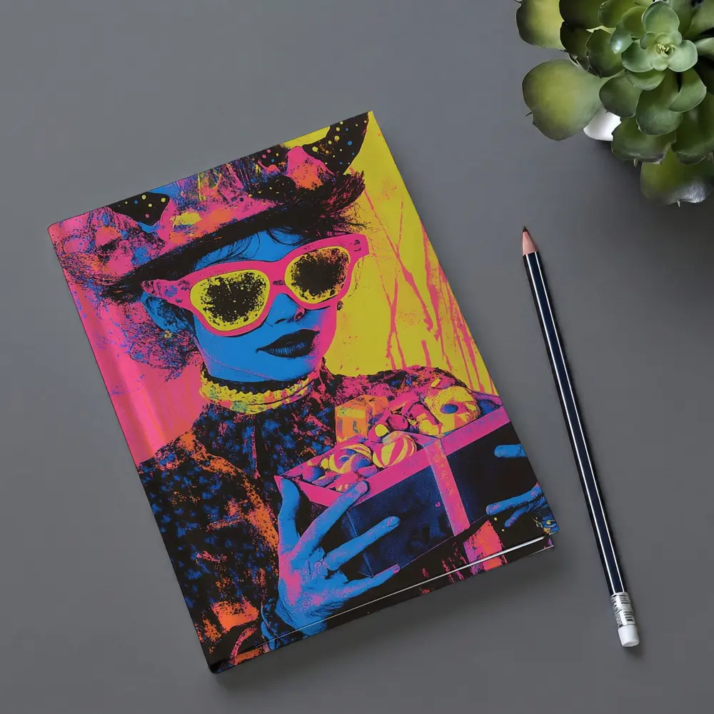 Pop Art Woman Neon Hat Sunglasses Yellow – Notebooks