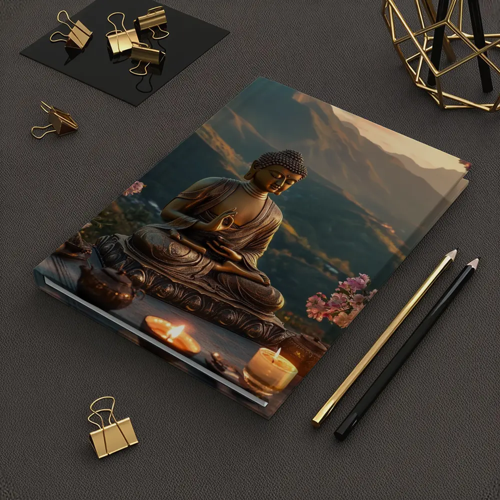 Golden Buddha Statue Mountain Sunset Candles – Notebooks