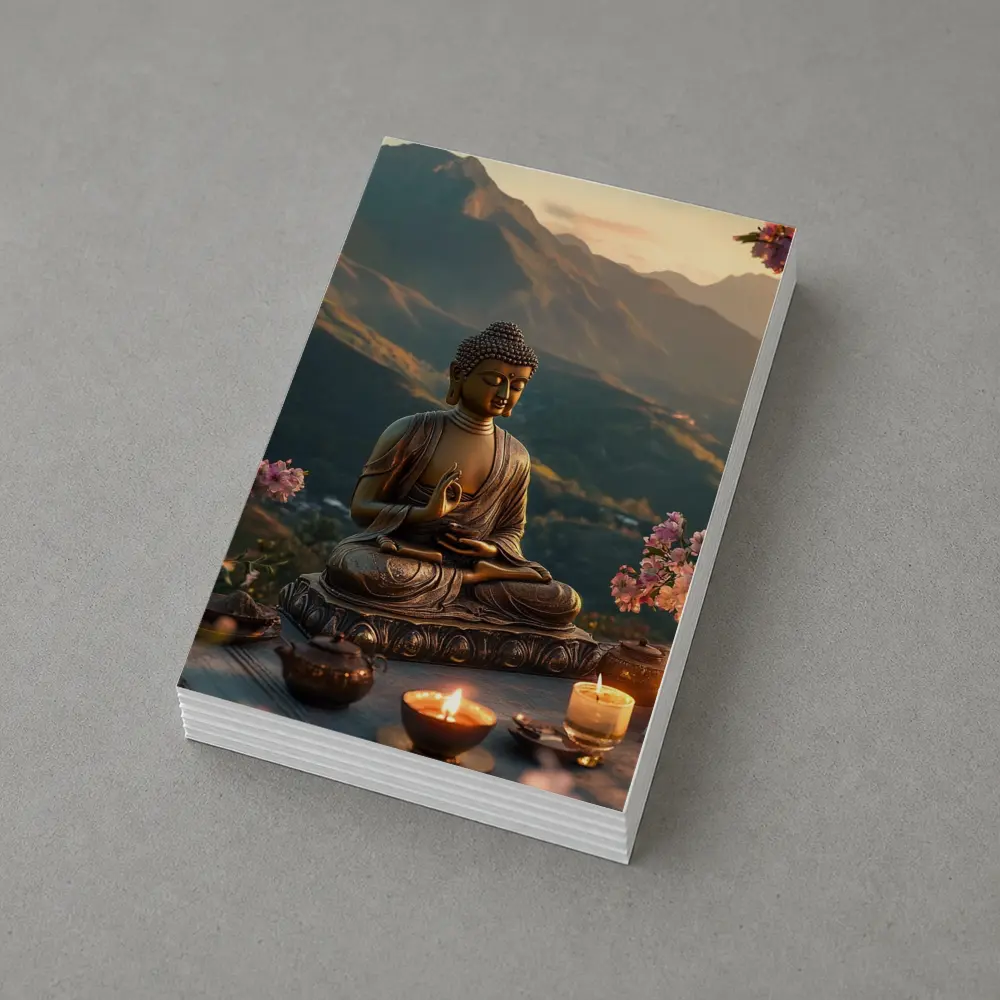 Golden Buddha Statue Mountain Sunset Candles – Postcards