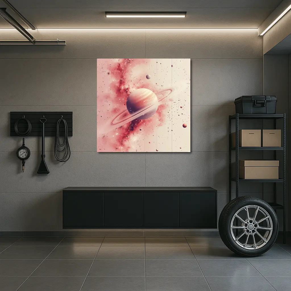Saturn Rings Pink Galaxy Space Art – Wall Art