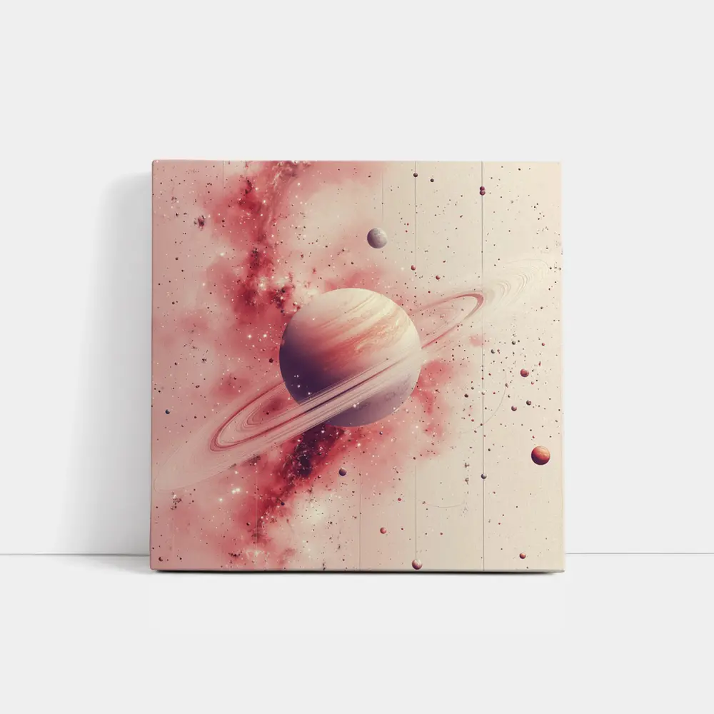 Saturn Rings Pink Galaxy Space Art – Wall Art