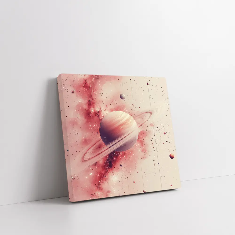 Saturn Rings Pink Galaxy Space Art – Wall Art
