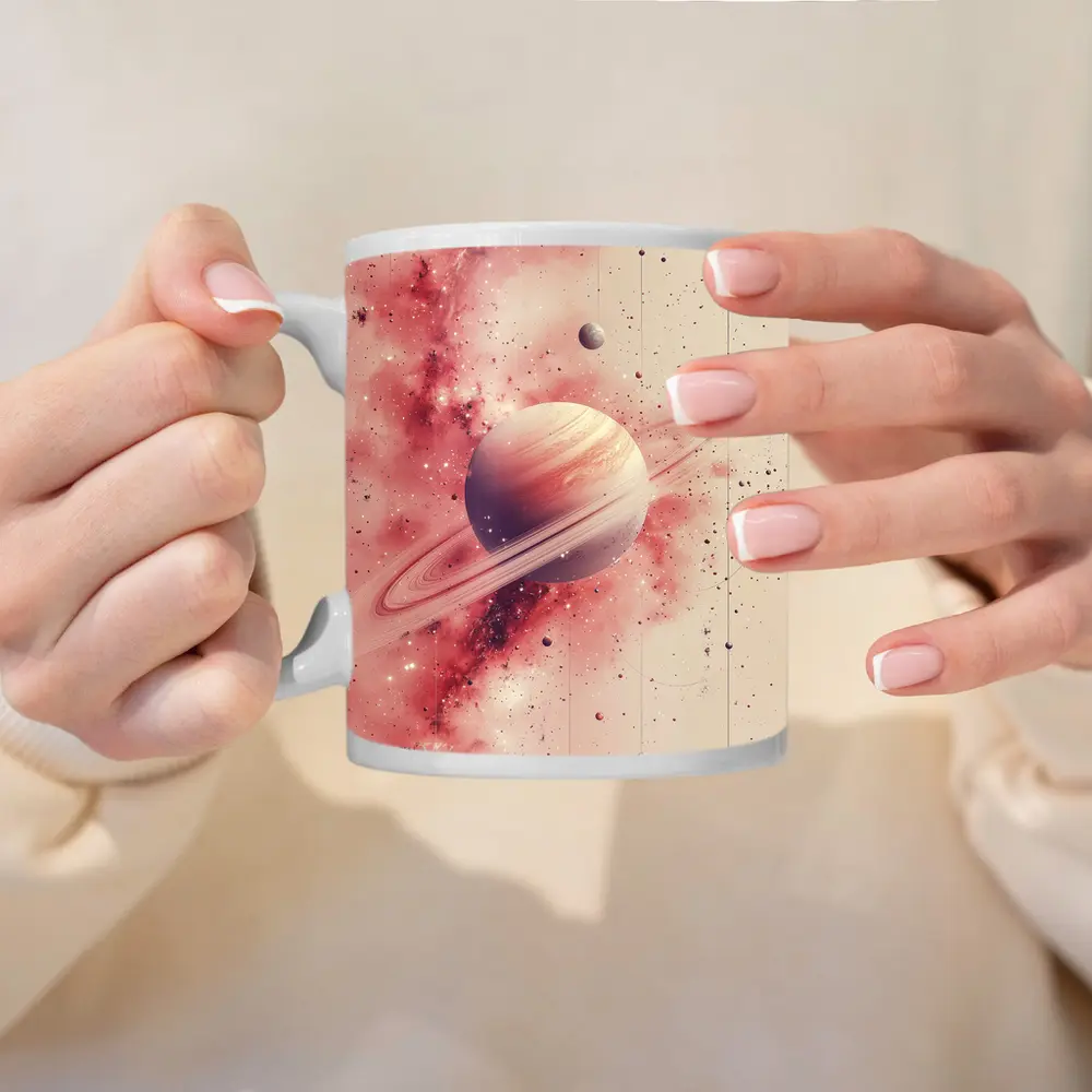 Saturn Rings Pink Galaxy Space Art – Mugs