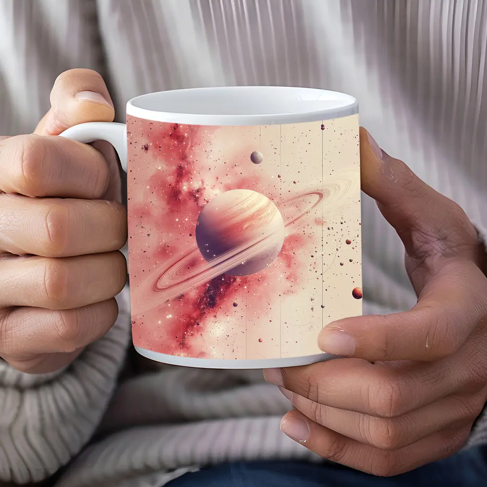 Saturn Rings Pink Galaxy Space Art – Mugs