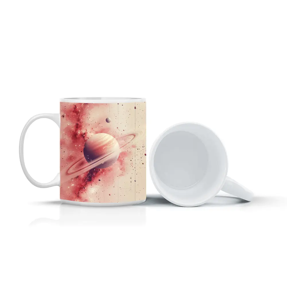 Saturn Rings Pink Galaxy Space Art – Mugs