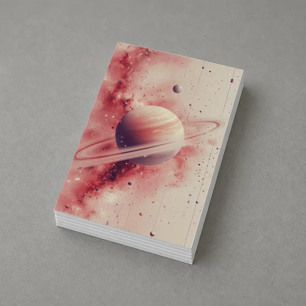 Saturn Rings Pink Galaxy Space Art – Postcards
