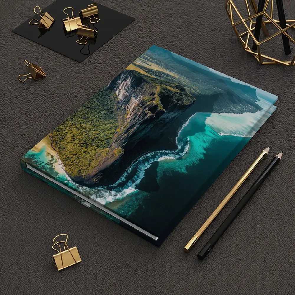 Aerial Cliff Coast Meeting Turquoise Ocean – Notebooks