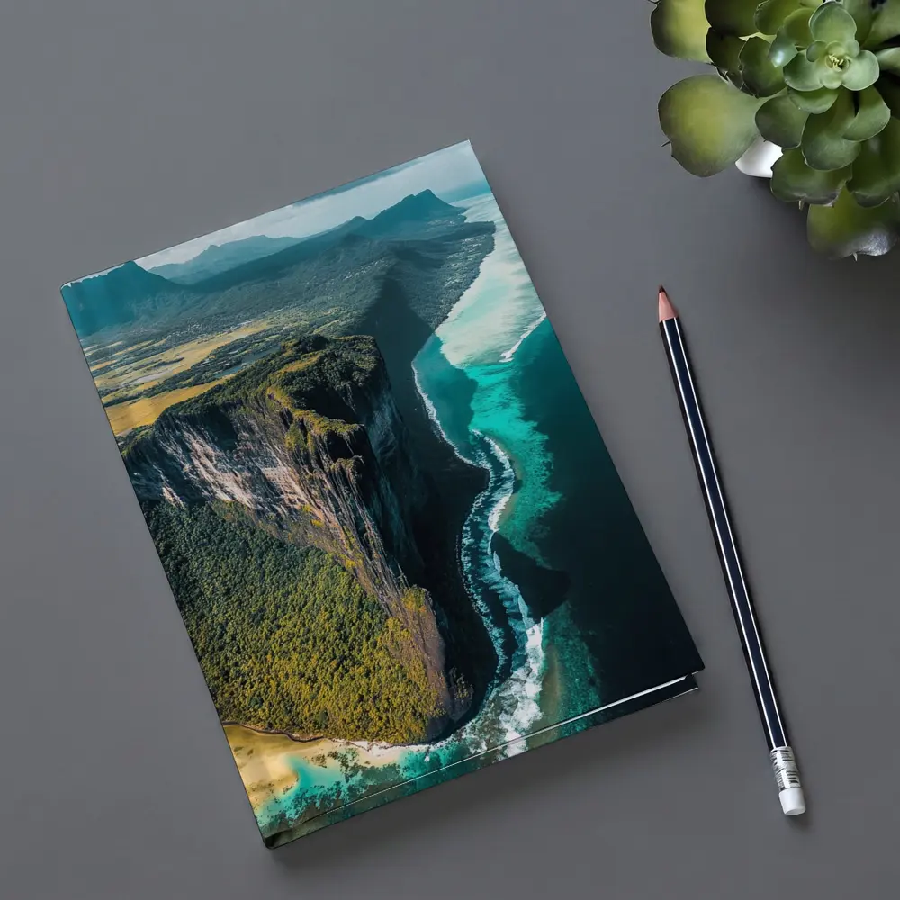 Aerial Cliff Coast Meeting Turquoise Ocean – Notebooks