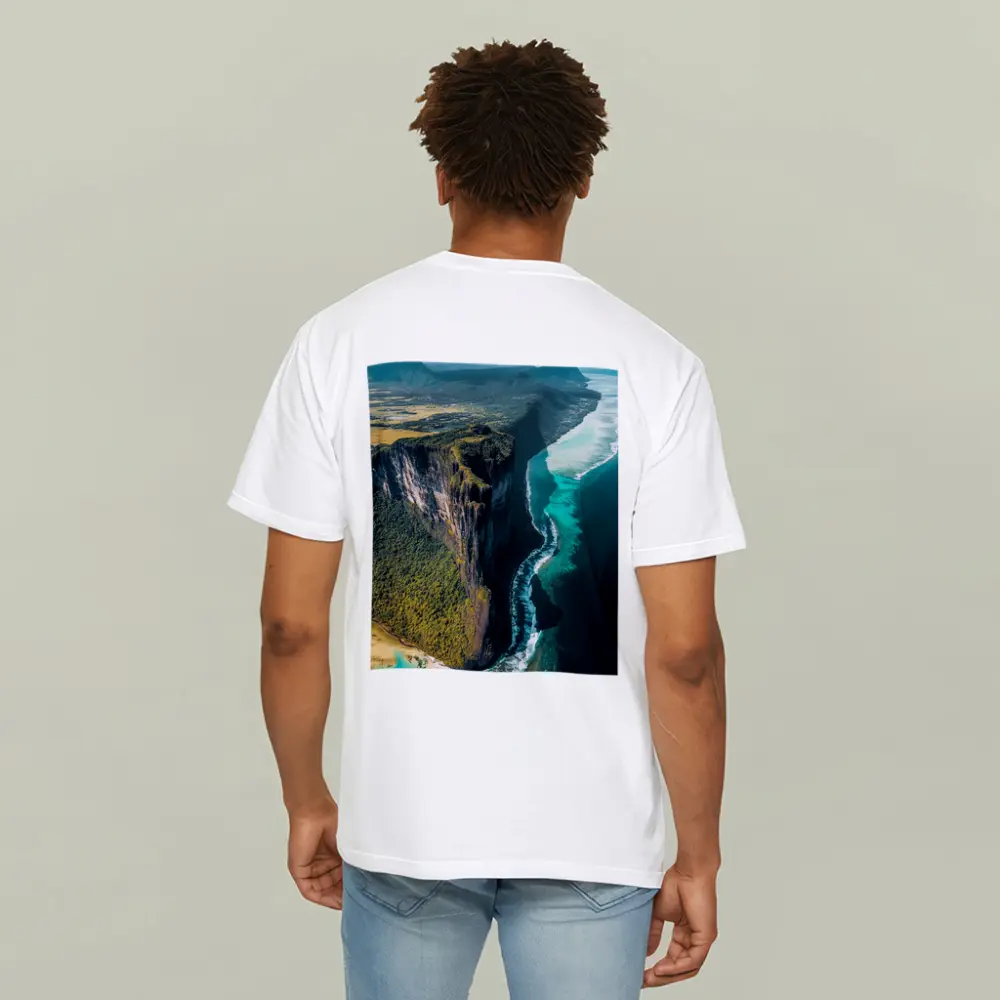 Aerial Cliff Coast Meeting Turquoise Ocean – T-Shirts
