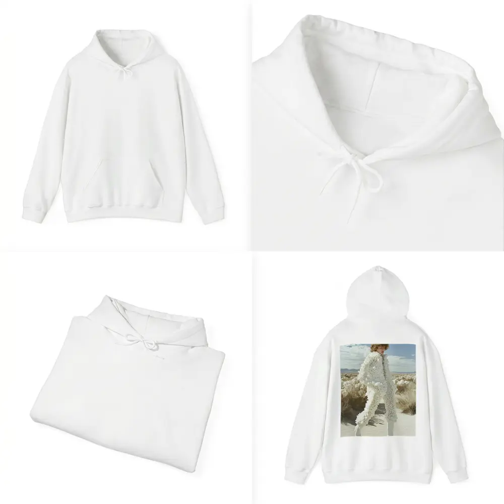 White Sculptural Fashion Desert Landscape Editorial – Hoodies