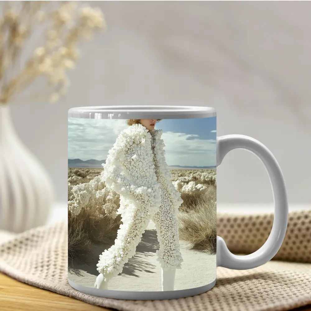 White Sculptural Fashion Desert Landscape Editorial – Mugs