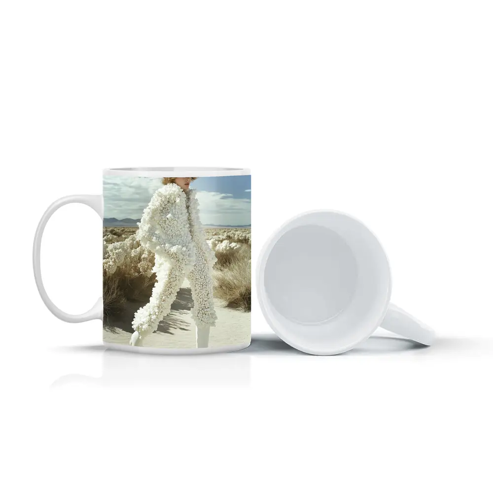 White Sculptural Fashion Desert Landscape Editorial – Mugs