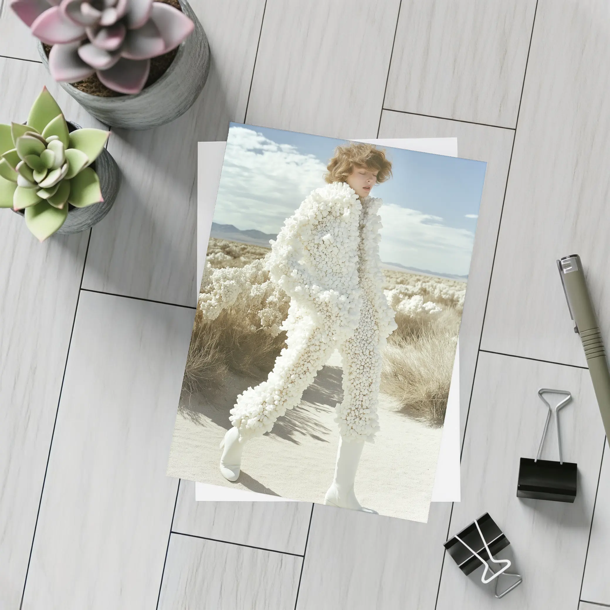 White Sculptural Fashion Desert Landscape Editorial – Postcards