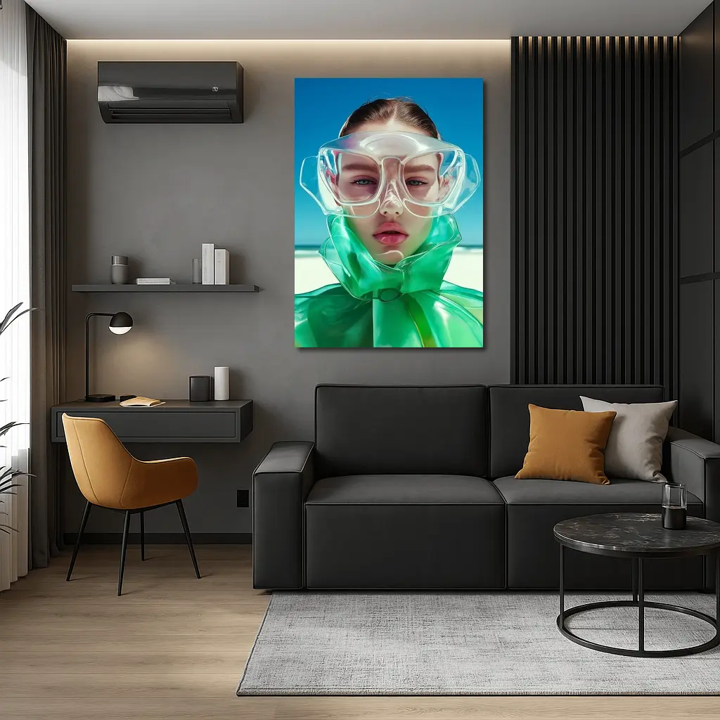Futuristic Fashion Woman Beach Summer Portrait – Wall Art