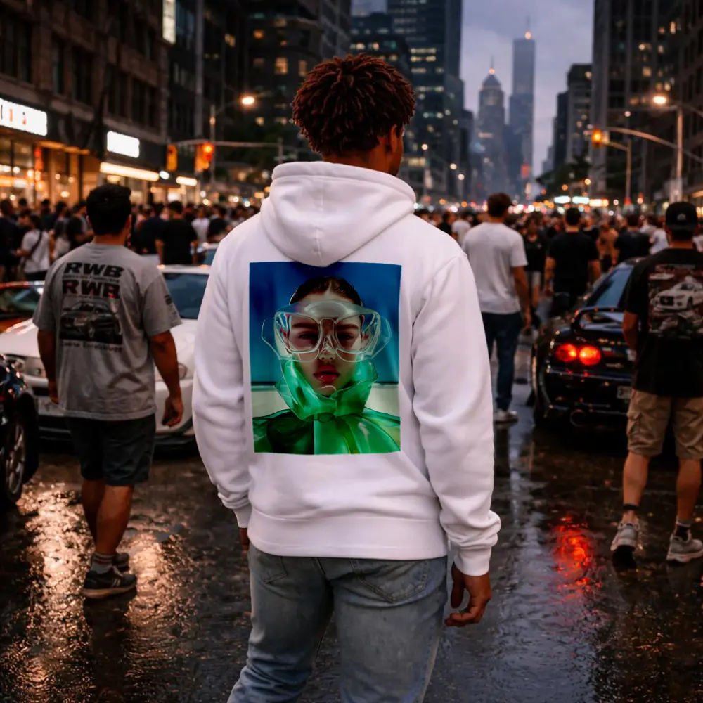 Futuristic Fashion Woman Beach Summer Portrait – Hoodies