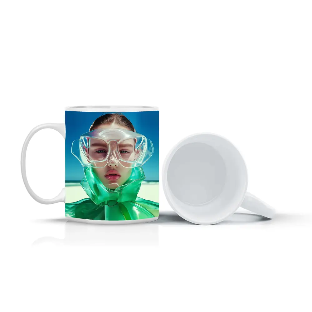Futuristic Fashion Woman Beach Summer Portrait – Mugs