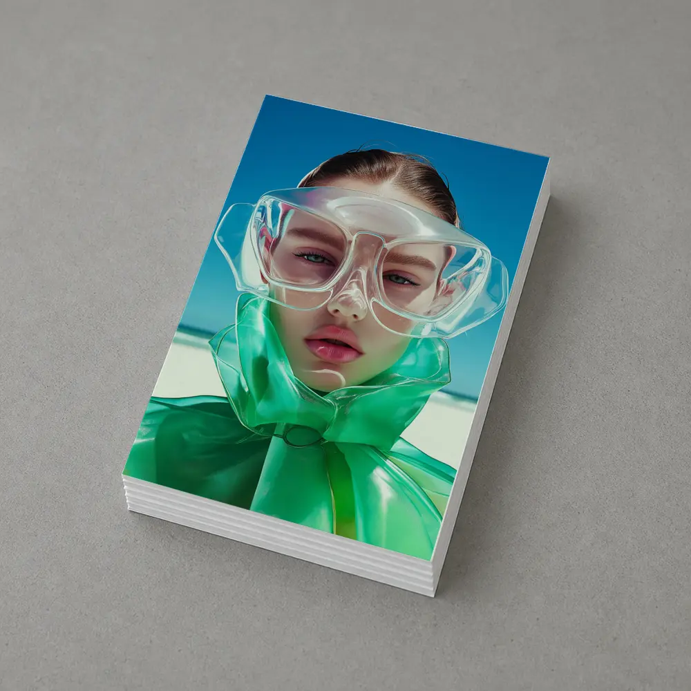 Futuristic Fashion Woman Beach Summer Portrait – Postcards