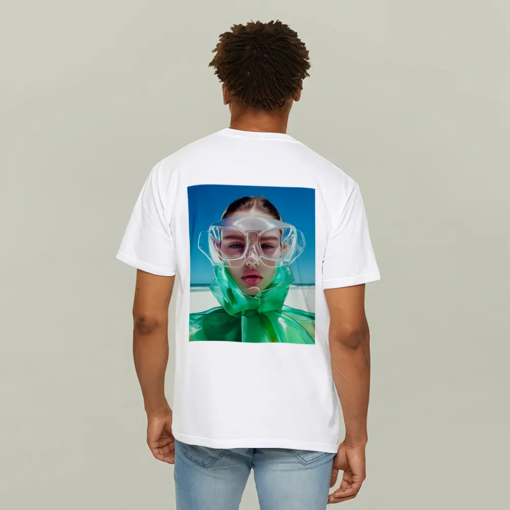 Futuristic Fashion Woman Beach Summer Portrait – T-Shirts