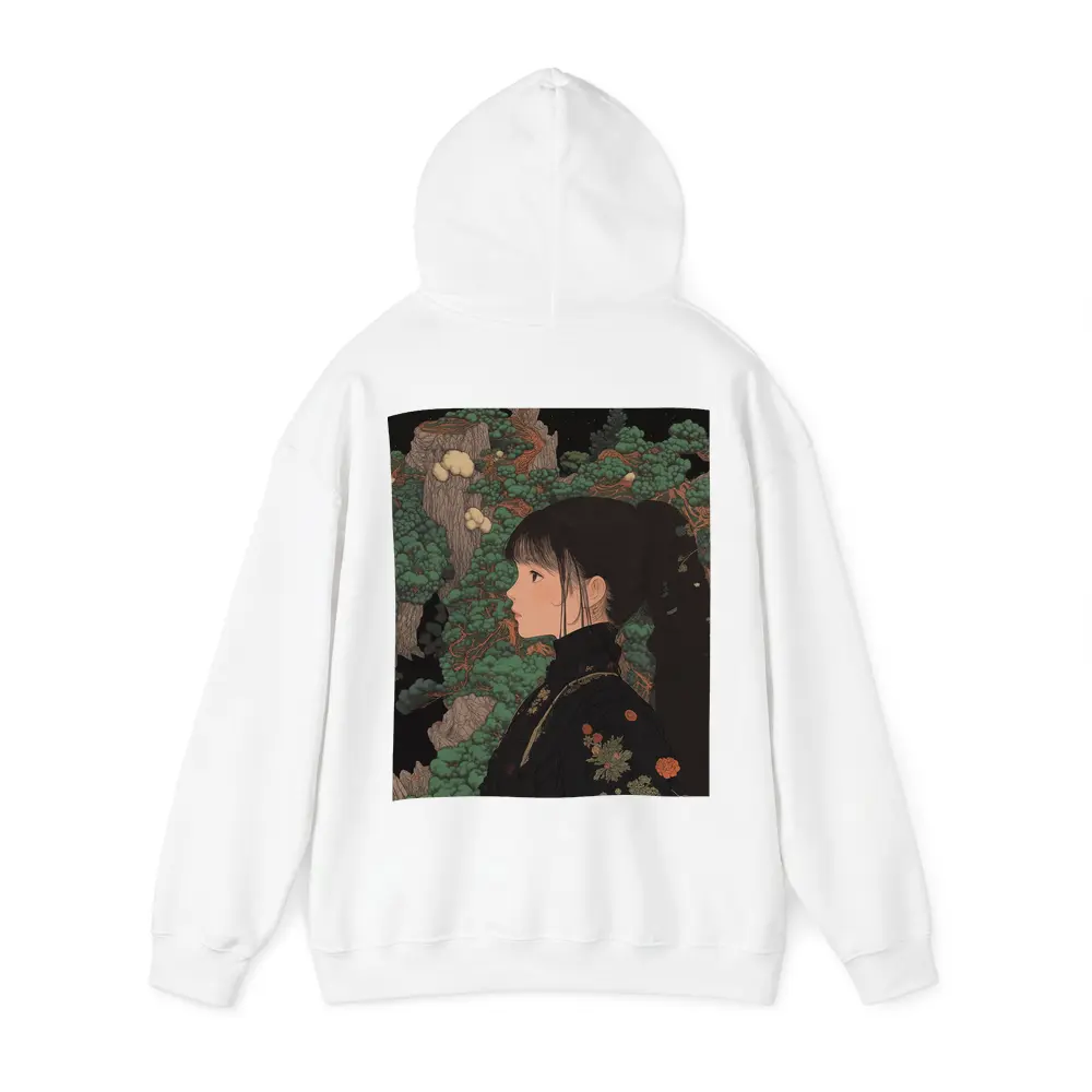Japanese Illustration Girl Among Ancient Pine Trees – Hoodies