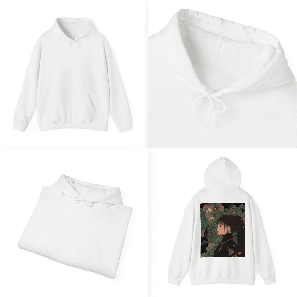 Japanese Illustration Girl Among Ancient Pine Trees – Hoodies
