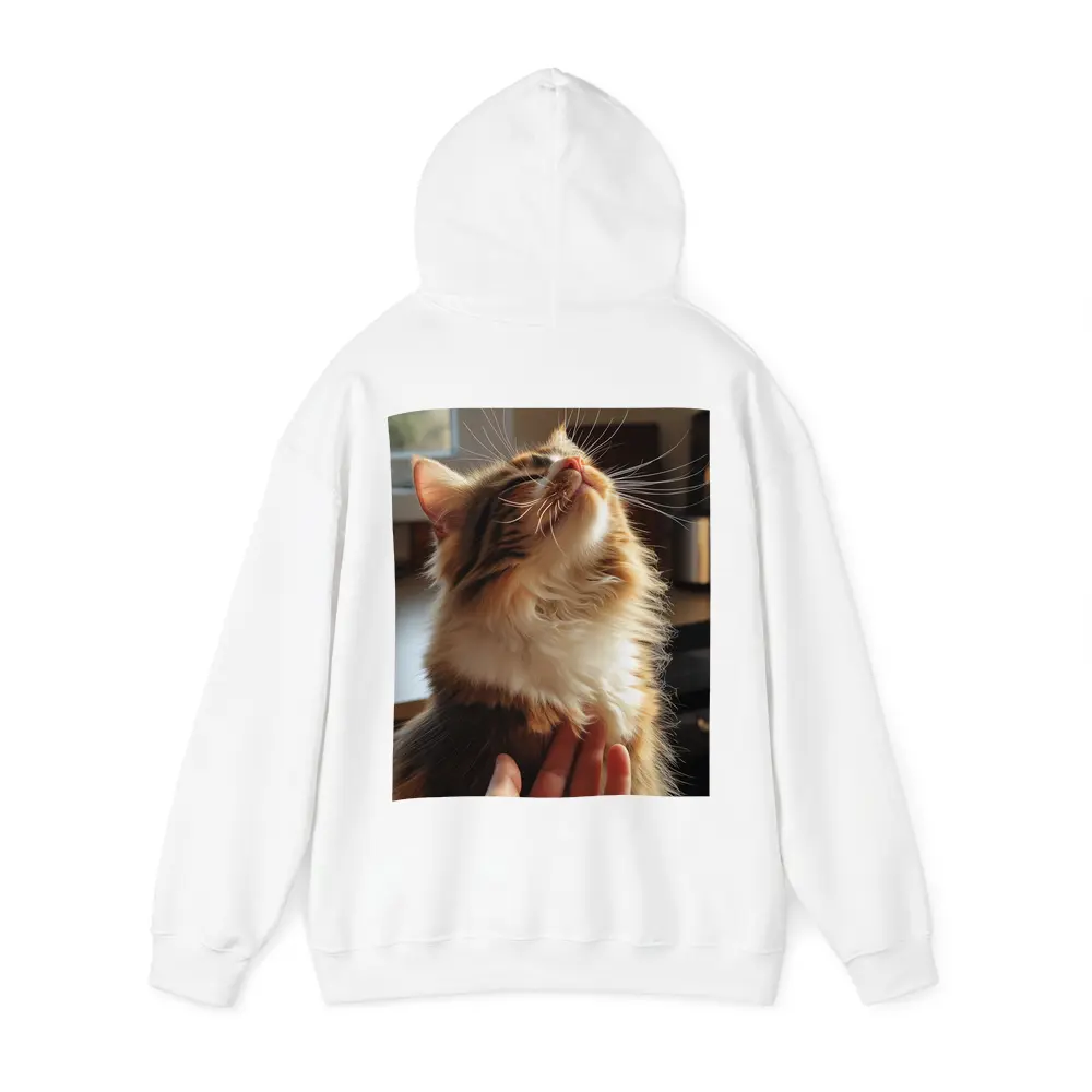 Fluffy Calico Cat Enjoying Indoor Chin Scratch – Hoodies