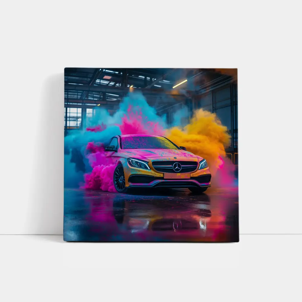 Mercedes C Class Colorful Smoke Industrial Garage – Wall Art
