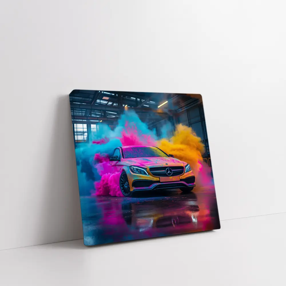 Mercedes C Class Colorful Smoke Industrial Garage – Wall Art