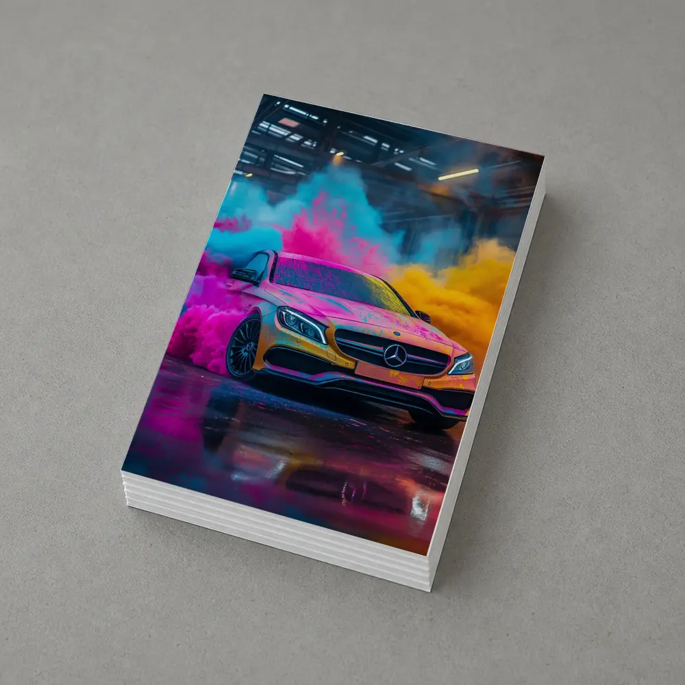 Mercedes C Class Colorful Smoke Industrial Garage – Postcards