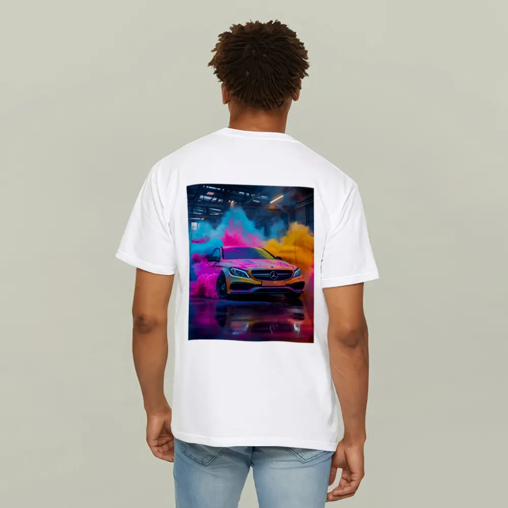 Mercedes C Class Colorful Smoke Industrial Garage – T-Shirts