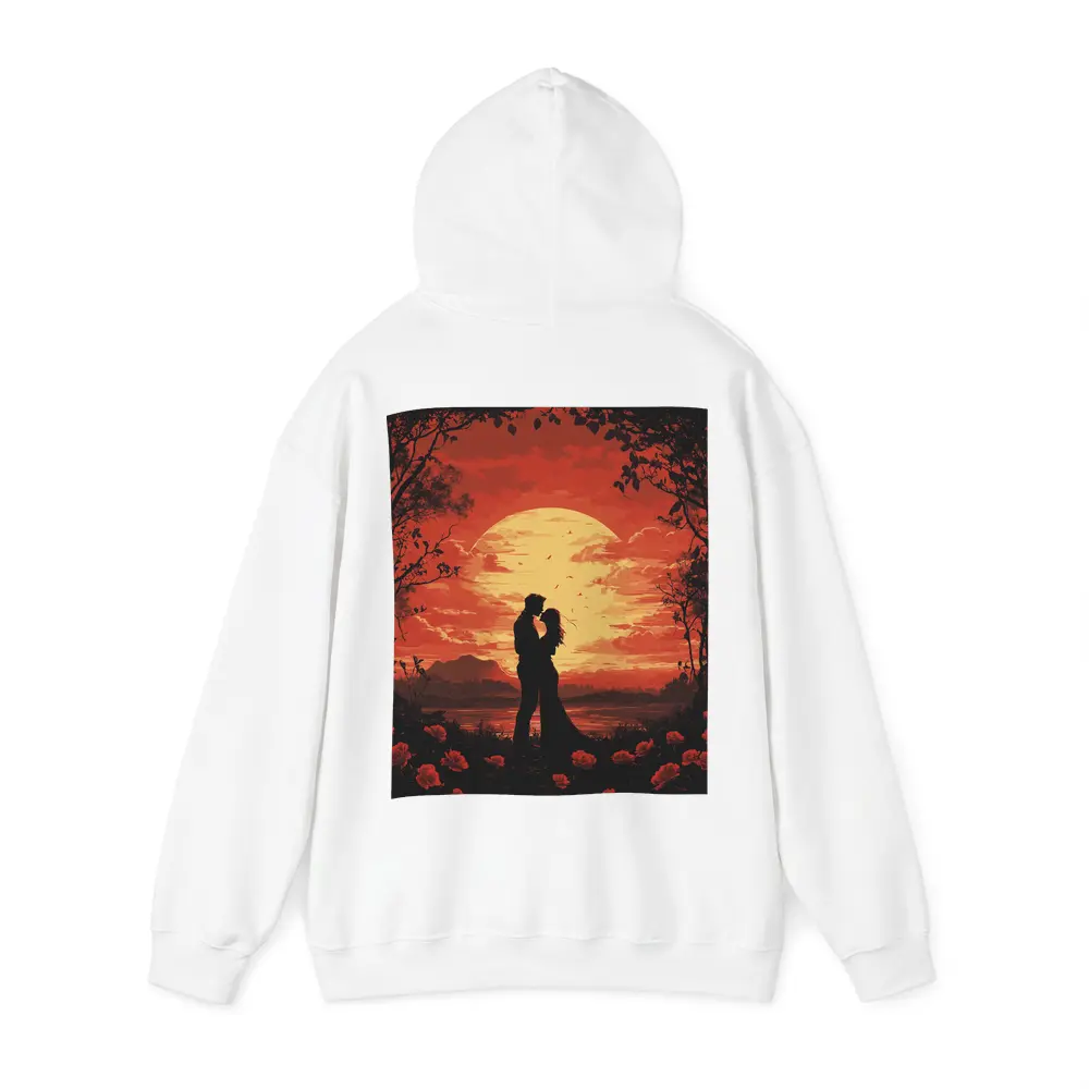 Romantic Couple Silhouette Red Moon Roses – Hoodies