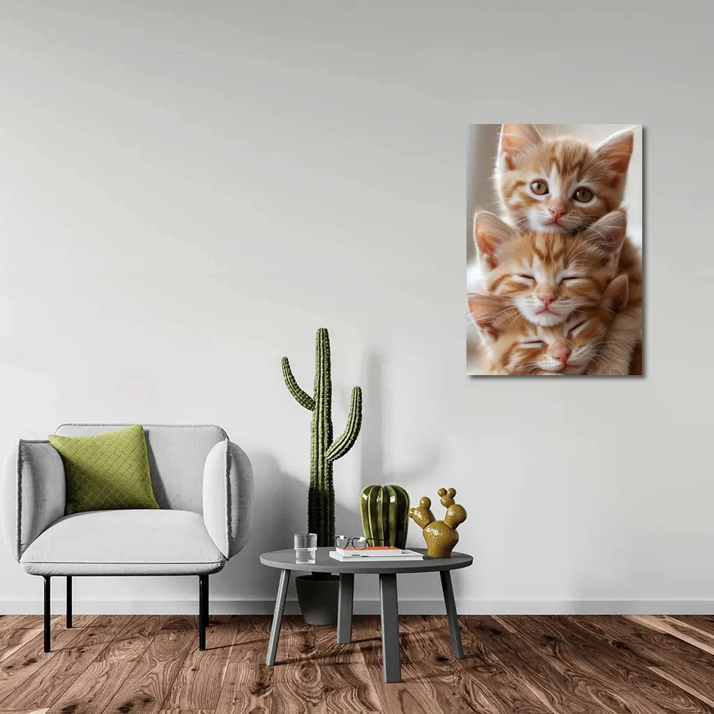 Two Orange Tabby Kittens Soft Light Background – Wall Art