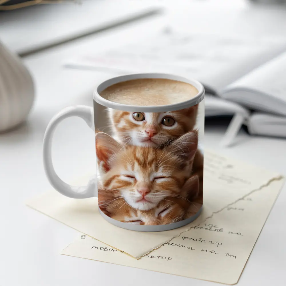 Two Orange Tabby Kittens Soft Light Background – Mugs