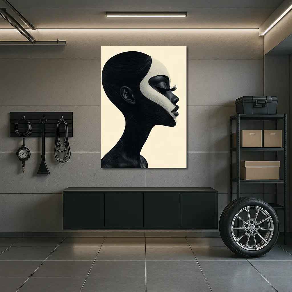 Black White Profile Portrait Abstract Art – Wall Art