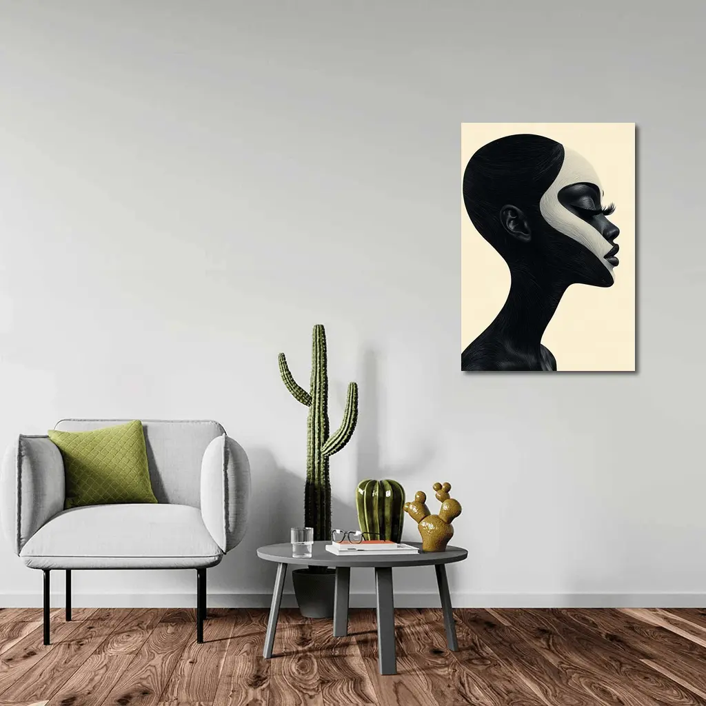 Black White Profile Portrait Abstract Art – Wall Art