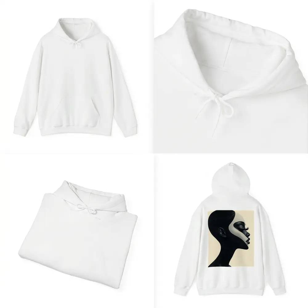 Black White Profile Portrait Abstract Art – Hoodies