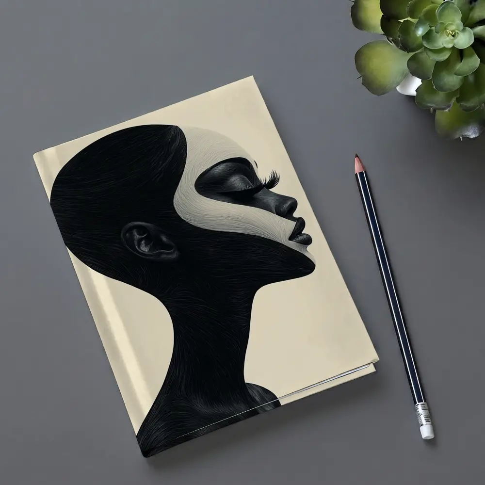 Black White Profile Portrait Abstract Art – Notebooks
