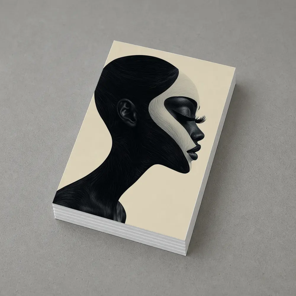 Black White Profile Portrait Abstract Art – Postcards