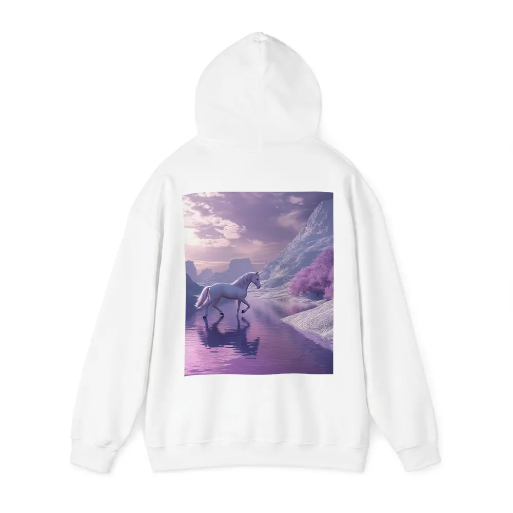 White Unicorn Walking Purple Winter Landscape – Hoodies