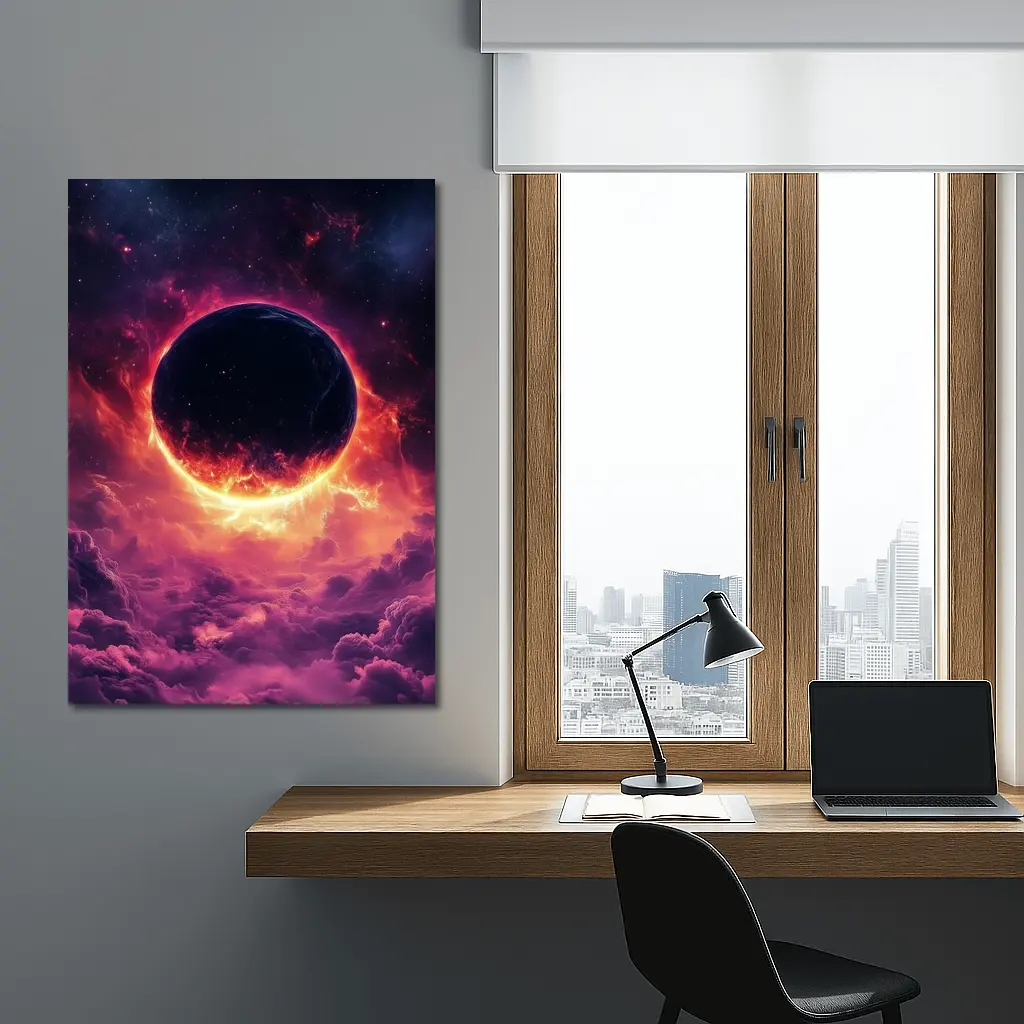 Dark Planet Eclipse Purple Cosmic Space – Wall Art