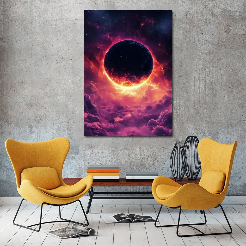 Dark Planet Eclipse Purple Cosmic Space – Wall Art