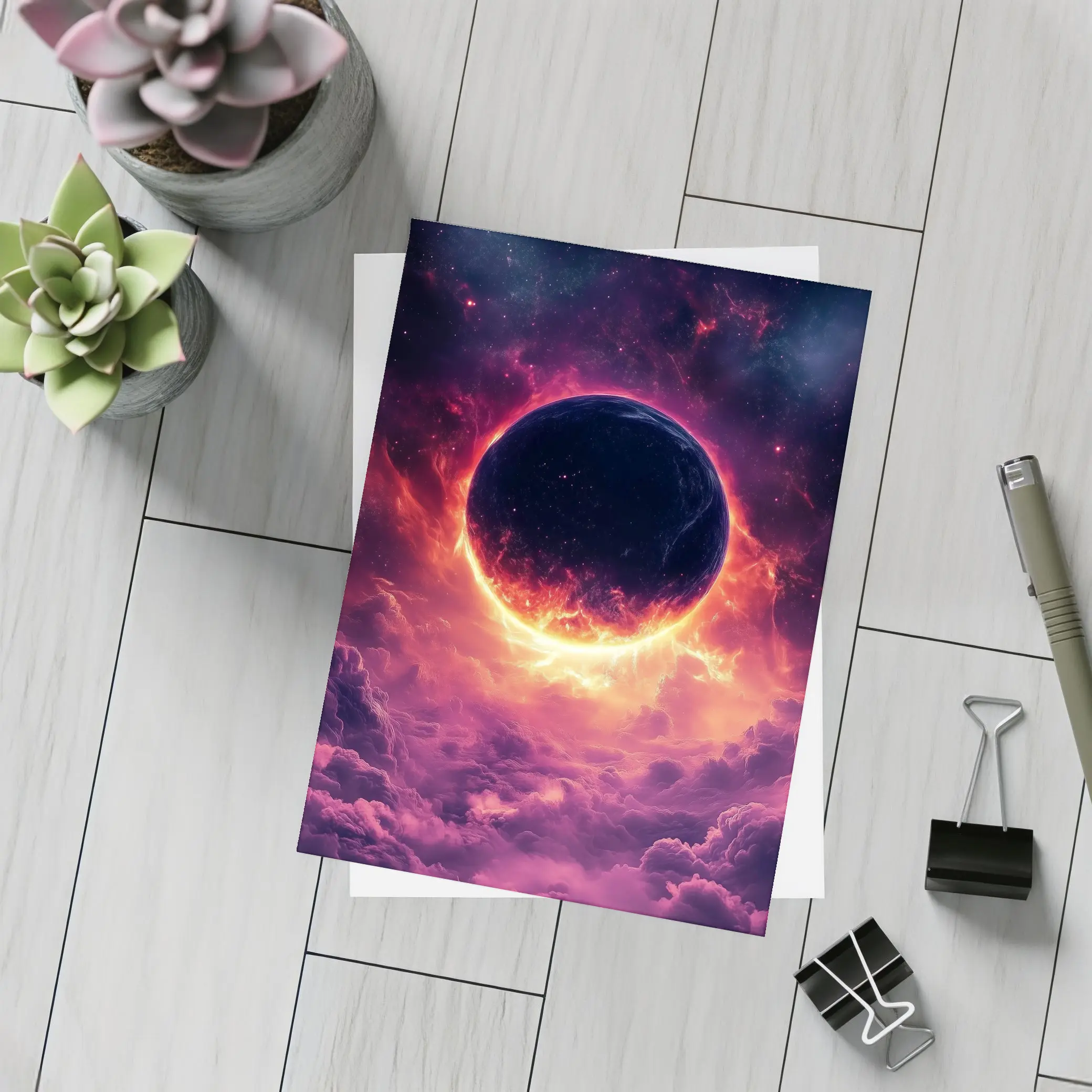 Dark Planet Eclipse Purple Cosmic Space – Postcards