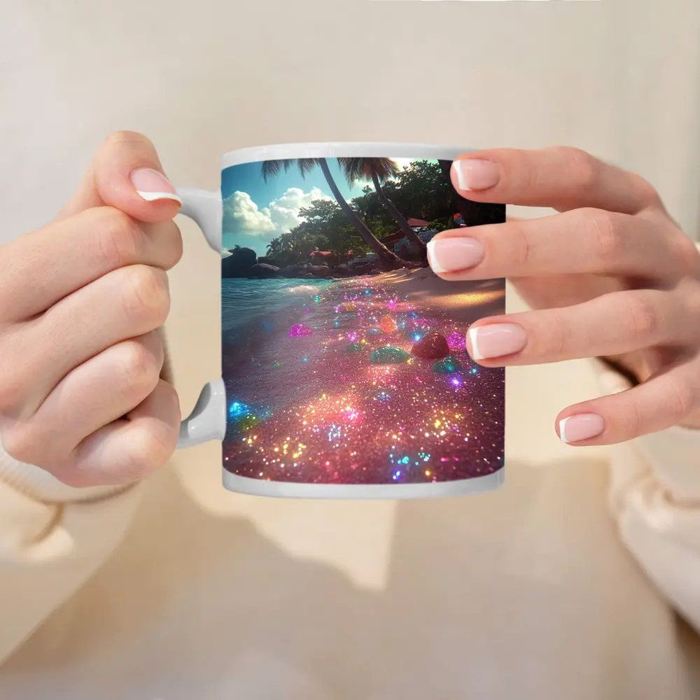 Glitter Beach Tropical Palm Trees Colorful Sand – Mugs