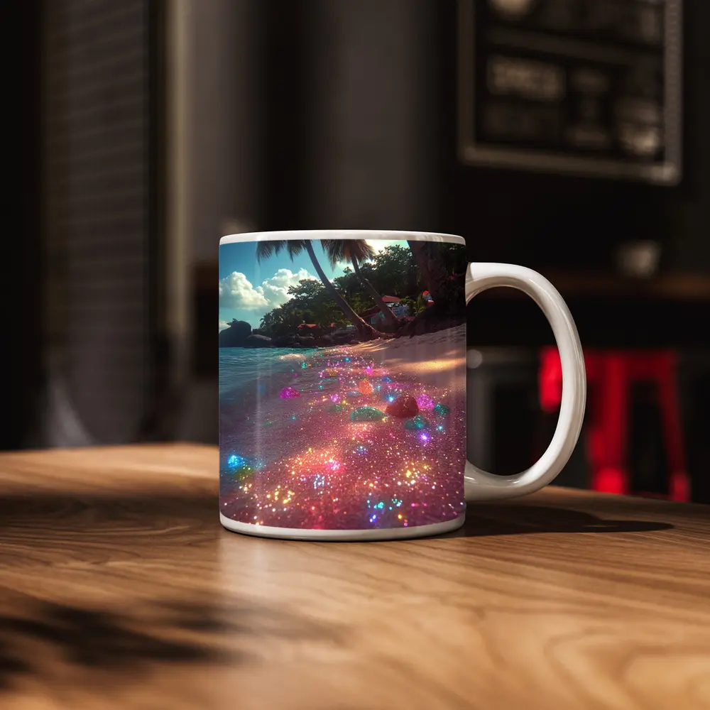Glitter Beach Tropical Palm Trees Colorful Sand – Mugs