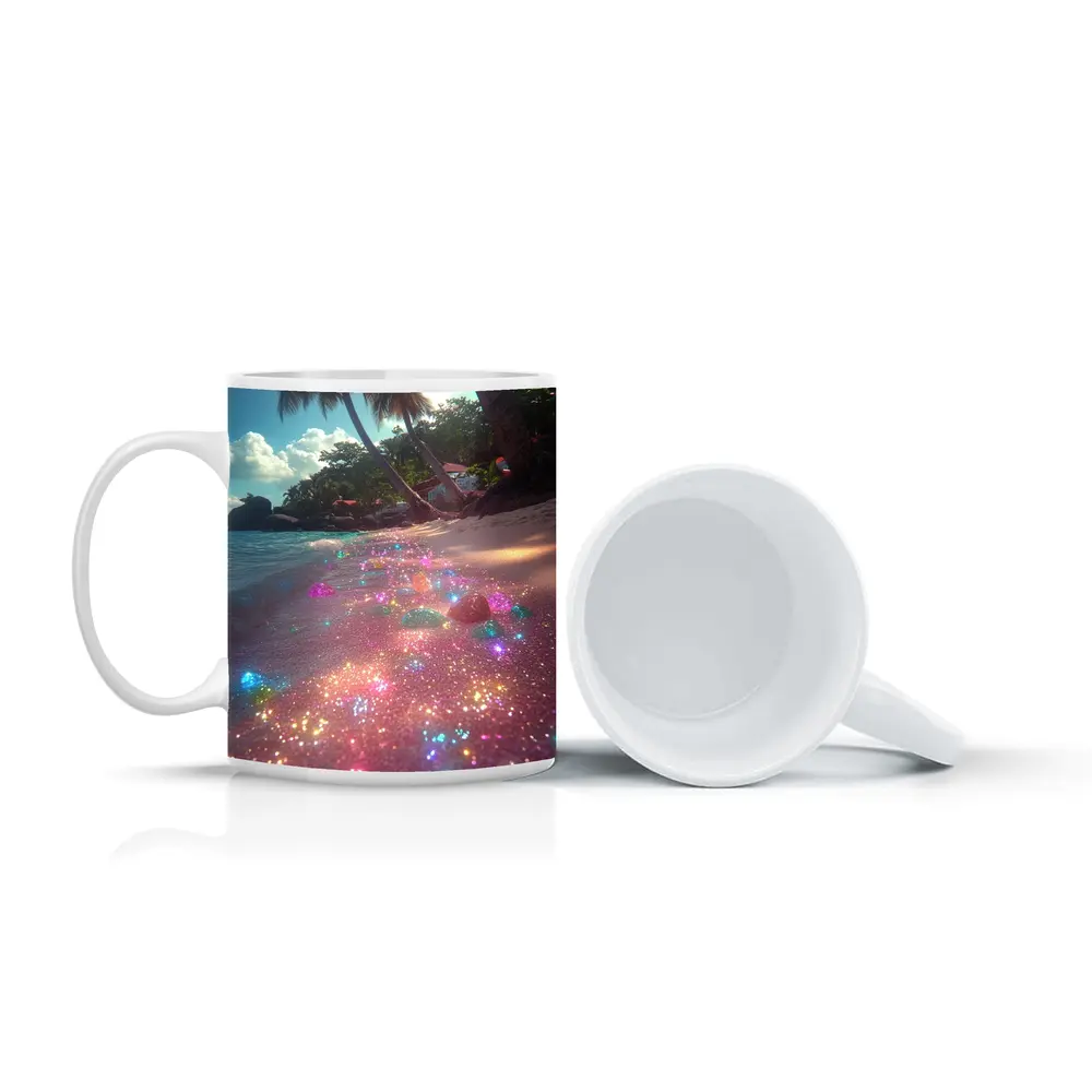 Glitter Beach Tropical Palm Trees Colorful Sand – Mugs