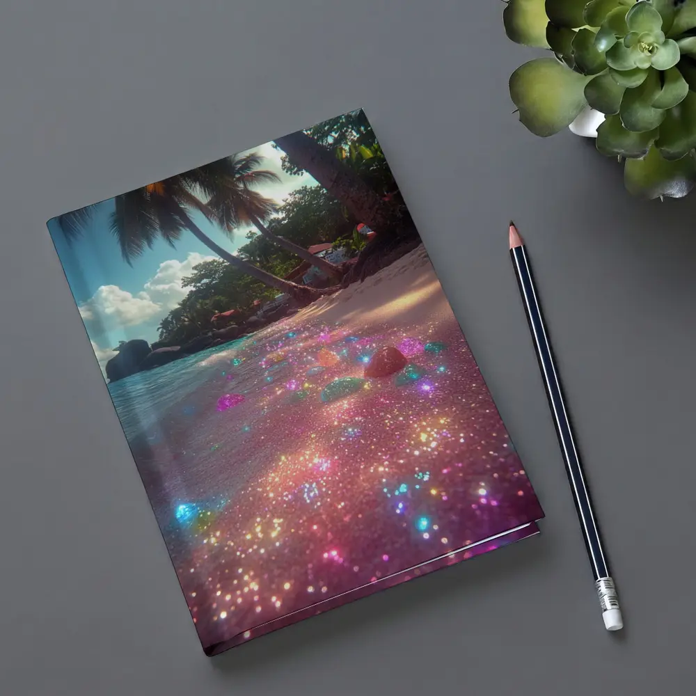 Glitter Beach Tropical Palm Trees Colorful Sand – Notebooks
