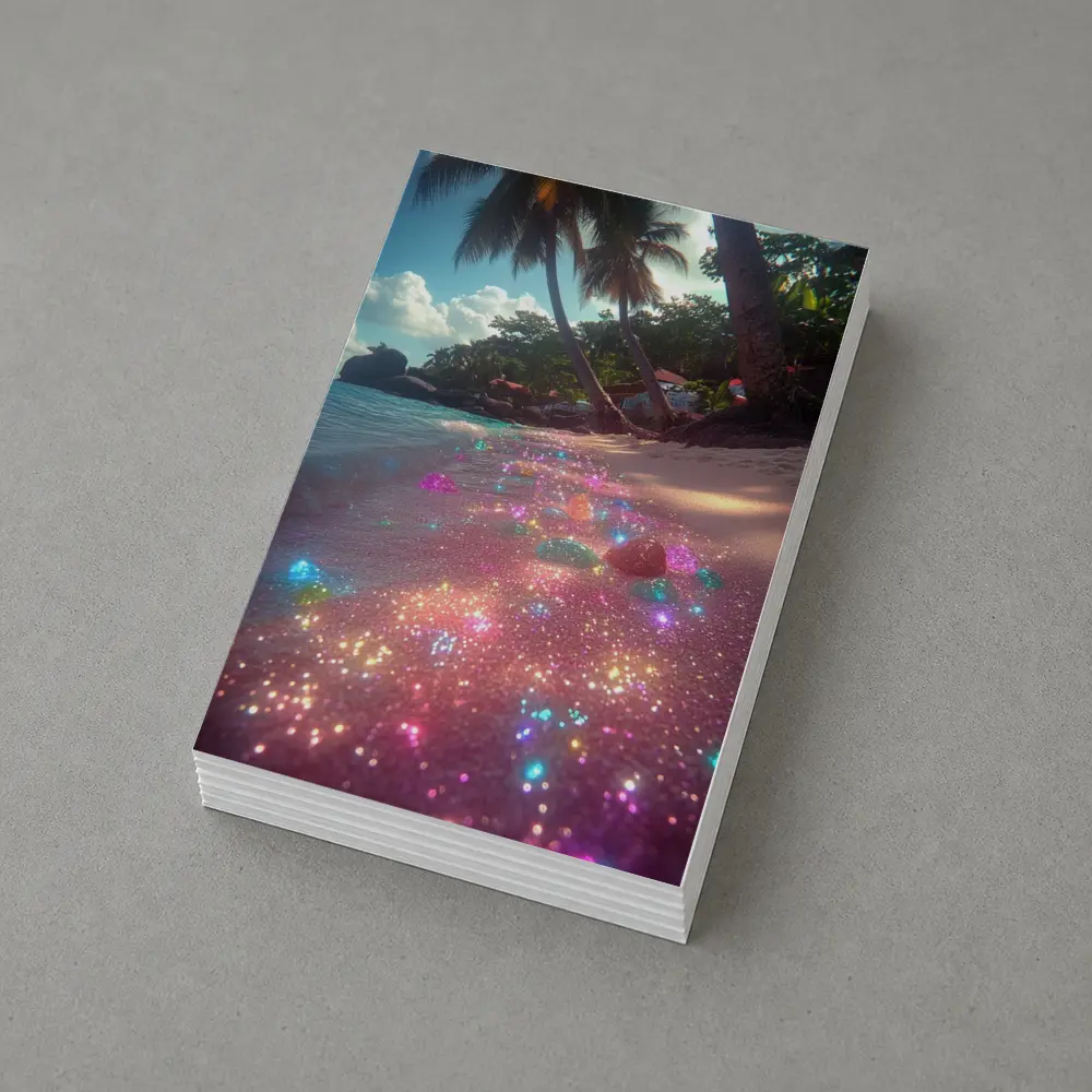 Glitter Beach Tropical Palm Trees Colorful Sand – Postcards
