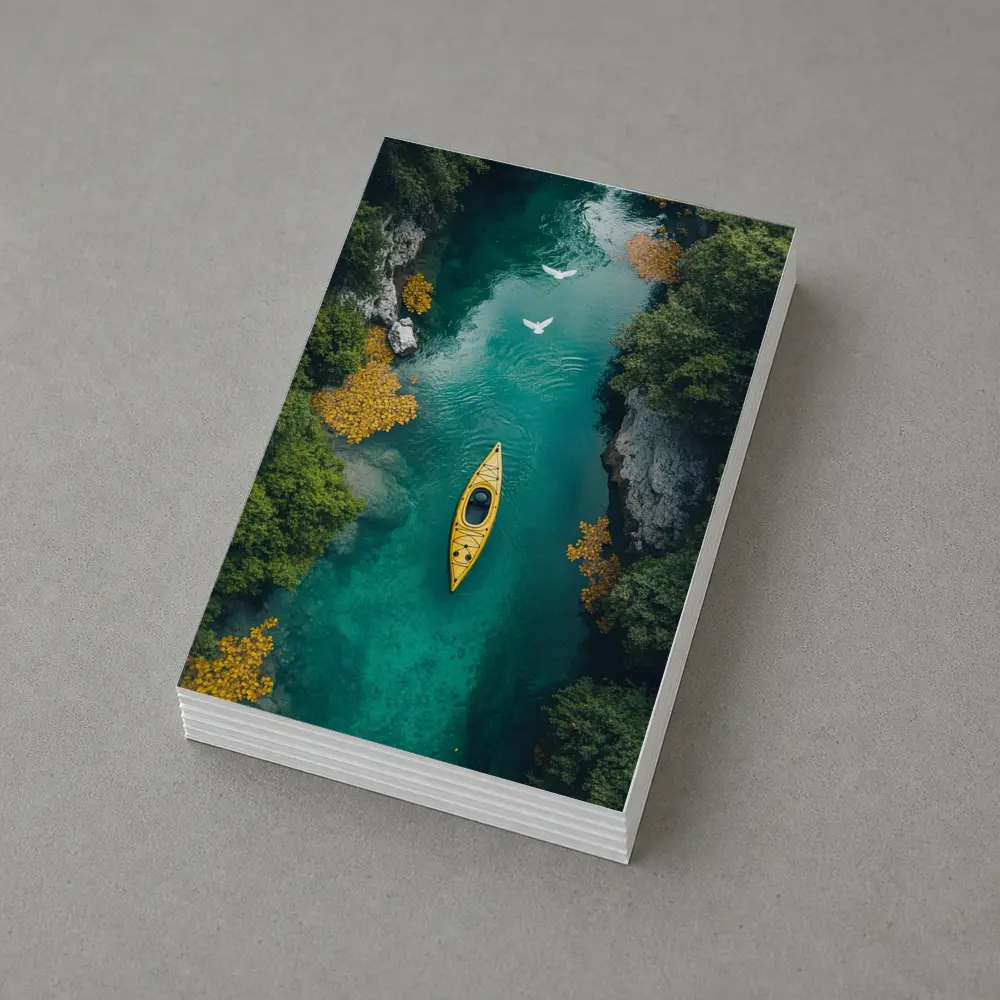 Yellow Kayak Aerial View Turquoise River – Postcards