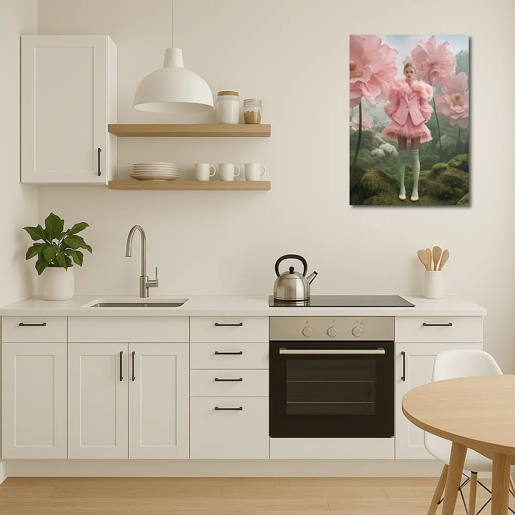 Pink Fashion Woman Giant Floral Fantasy – Wall Art